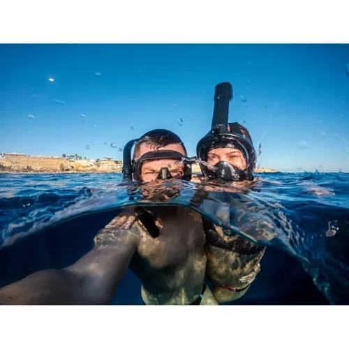 zwarte volledig gezicht snorkelmasker - L/XL