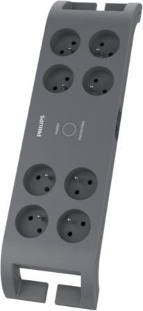 PHILIPS overspanningsbeveiligde stekkerdoos, 8 stopcontacten, 2 m