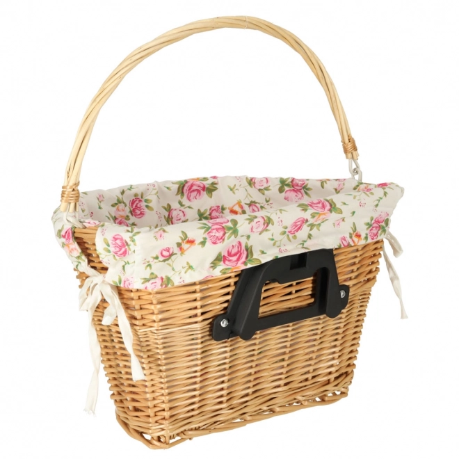 Wicker fietsbak met bloemeninleg