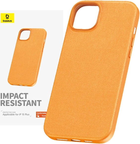 BASEUS Fauxther PU Leather Case for iPhone 15 Plus – Orange