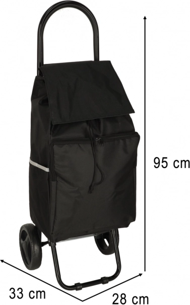 Black shopping cart with wheels and frame