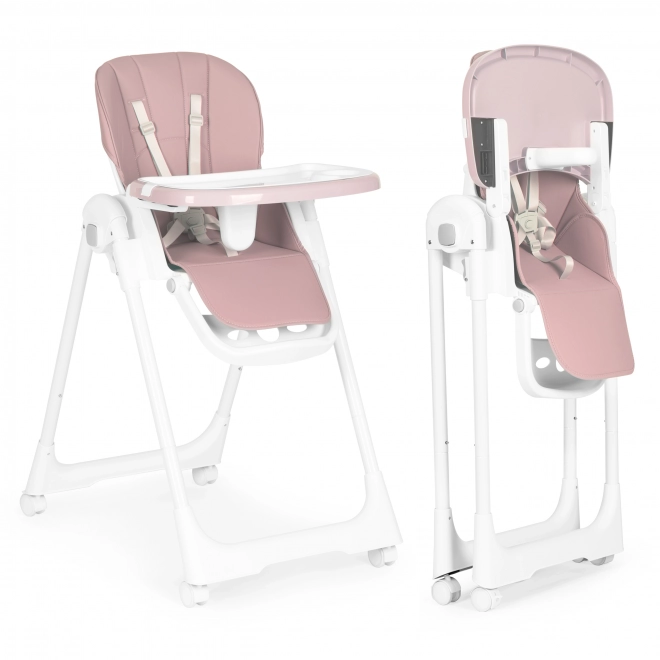 Adjustable Feeding Highchair with Eco-leather Straps in Pink