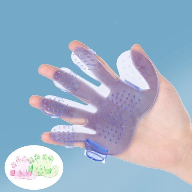 Massage- en washand voor honden - blauw