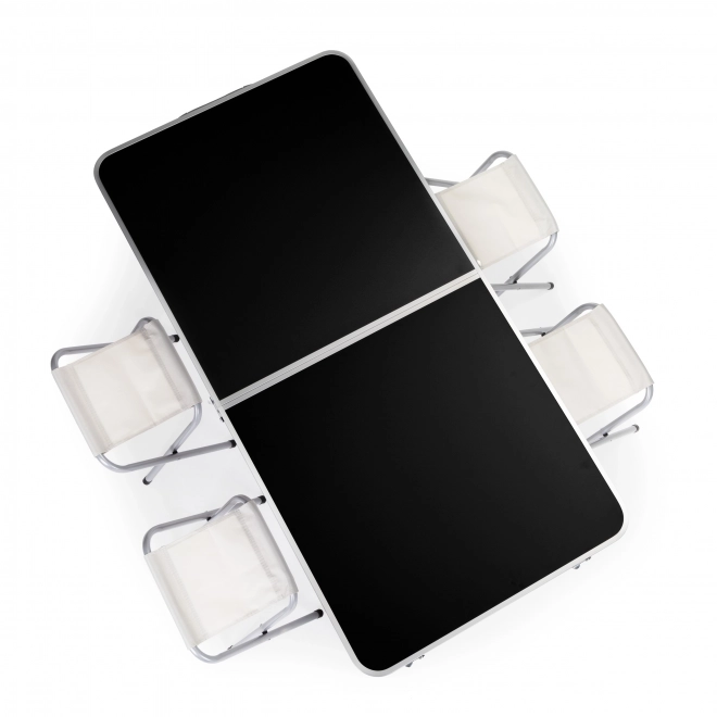 Toeristische tafel, opvouwbare tafel, set van 4 stoelen zwarte kleur