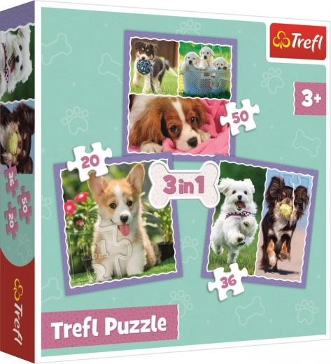 Puzzle 3-in-1 Cute Puppies Trefl