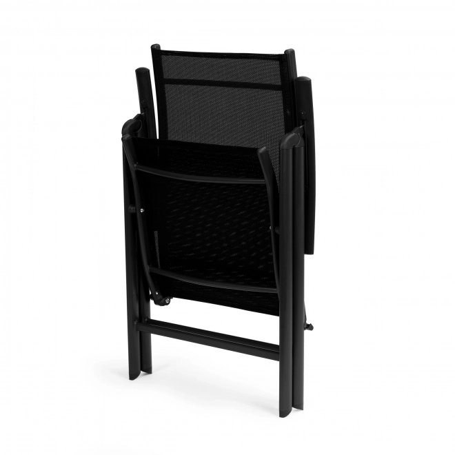 Set van 2 opvouwbare stalen tuinstoelen met verstelbare rugleuning ModernHome - zwart