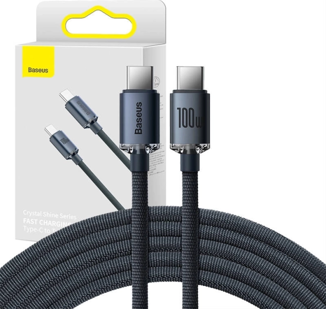 Baseus Crystal Shine câble USB‑C vers USB‑C 100 W, 1,2 m – noir