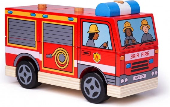 Wooden Fire Truck with Stackable Pieces BIGJIGS