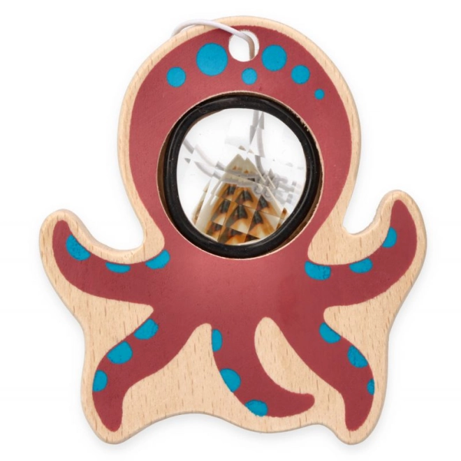 Octopus met loep voor nieuwsgierig ontdekken