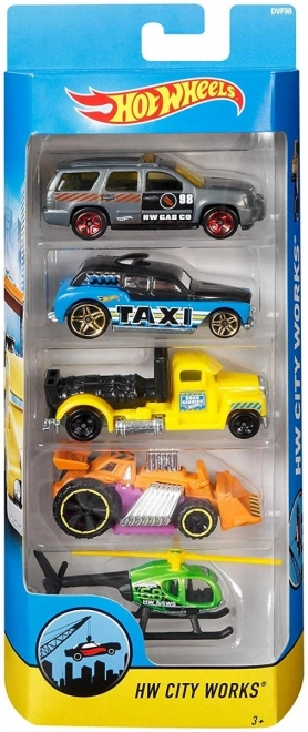 Hot Wheels collectie van vijf speelgoedauto's