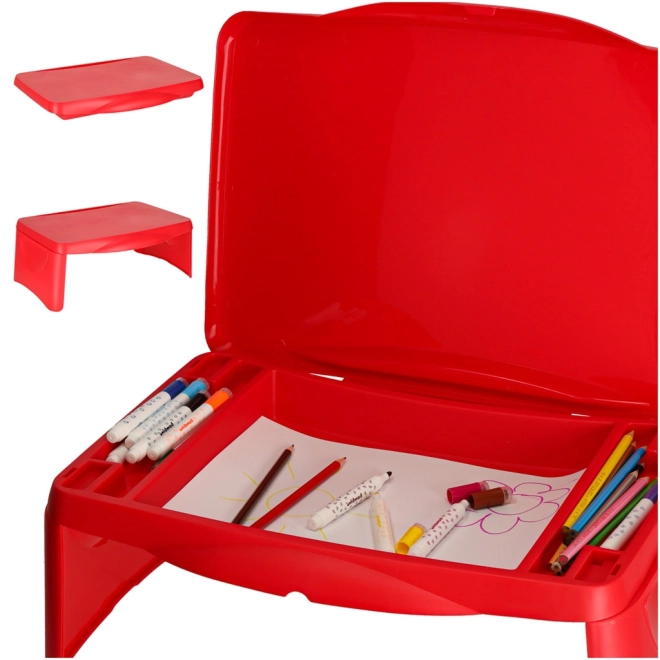 Kinderautotafel met opbergruimte rood