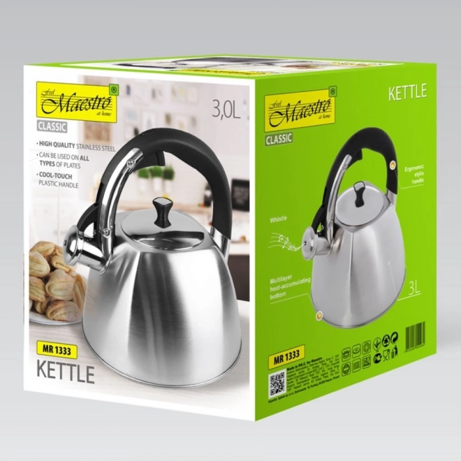 Klassieke 3l theepot Maestro met fluit