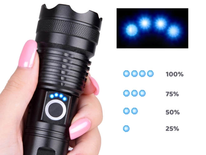 Krachtige LED-zaklamp USB waterdicht