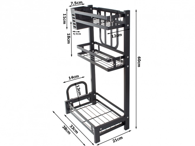 Metalen drielaagse keukenorganizer
