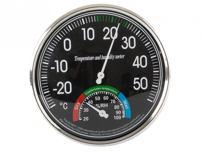 Analoge binnen hygrometer en thermometer zwart