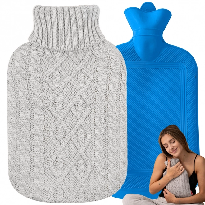 Warmwaterkruik met gebreide hoes 2L