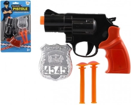 Polizeipistole mit Abzeichen und Saugnapfpfeilen, 15 cm
