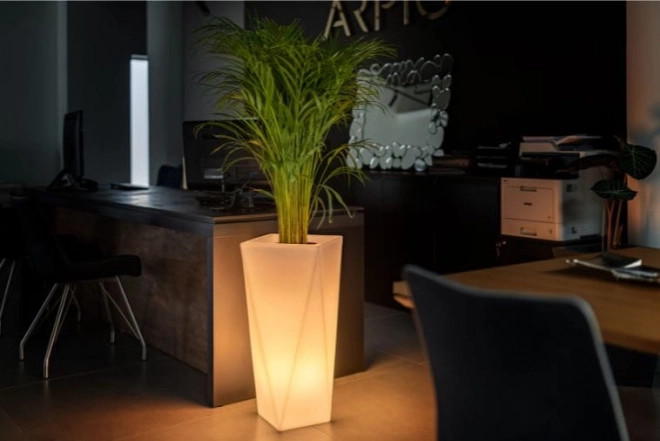 Design Bloempot MONUMO VASO wit met verlichting