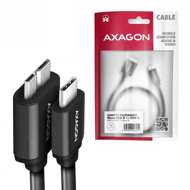 Câble Micro-B USB vers USB-C 3.2 Gen 1 1m 3A ALU PVC