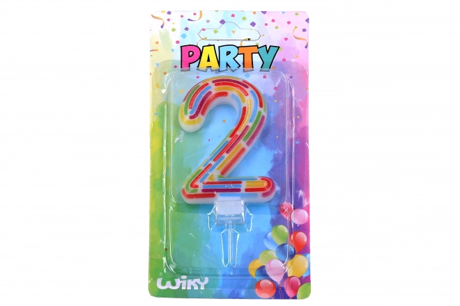 Feest kaars nummer 2 met strepen