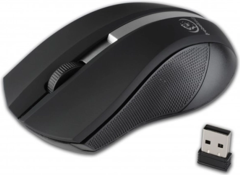 Kabellose optische Maus REBELTEC Galaxy, schwarz-silber, gummierte Oberfläche