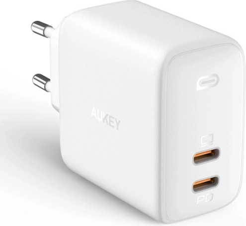 Netlader AUKEY Omnia Duo PA-B4, 2× USB‑C, Power Delivery 3.0, GaN, 65 W, wit