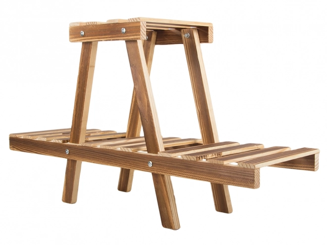 Houten tweelaagse plantenstandaard