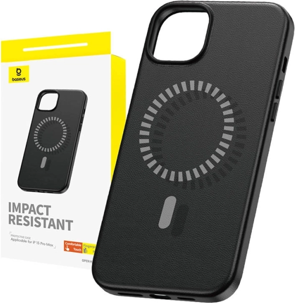 Baseus Fauxther Magnetic Case for iPhone 15 Pro Max, Black