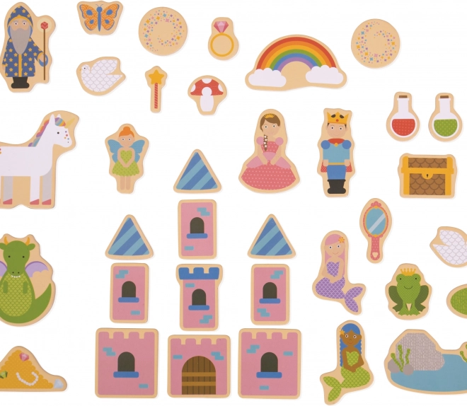 Bigjigs Toys magnets en bois contes de fées – set de 35 pcs