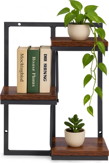 Sturdy steel and durable wood-look shelves