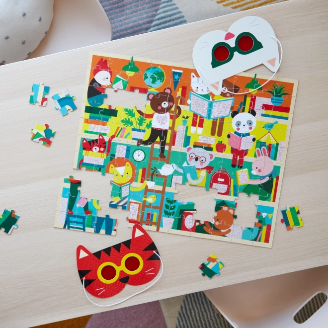 Petit Collage puzzel bibliotheek met 3D-brillen