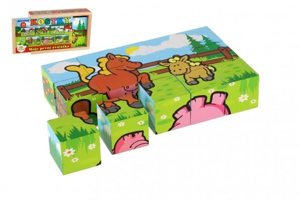 Houten blokken Mijn eerste diertjes 15 stuks