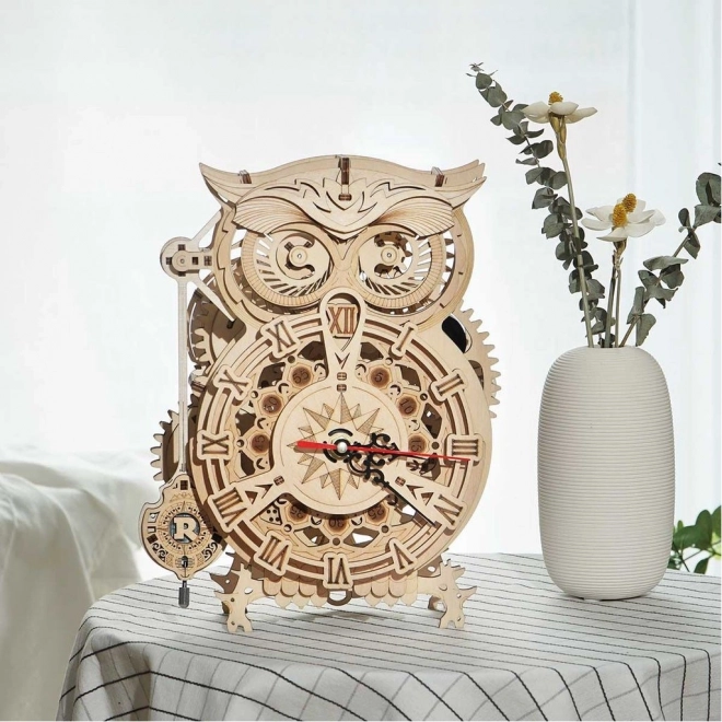 3D houten mechanische puzzel Uilen Klocken