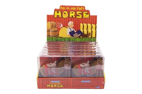 Paard met zadel 18cm 3 kleuren in doos 16x16,5x5,5cm