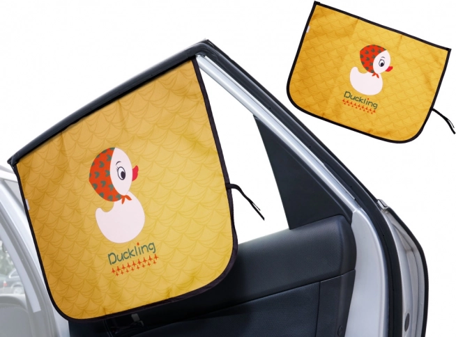 Magnetic car window sunshade with duck motif