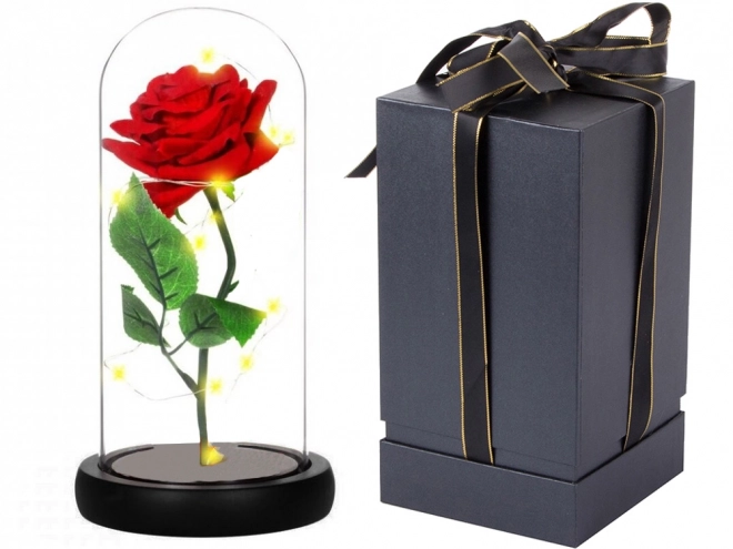 Ewige rote Rose im Glas mit LED-Licht als Geschenk für Frauen