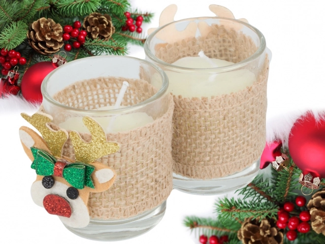Duftkerzen im Glas mit Rentier-Motiv, Set 2 Stk.