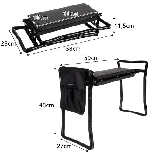 Gartenkniebank und Hocker 3-in-1 mit Werkzeugtasche