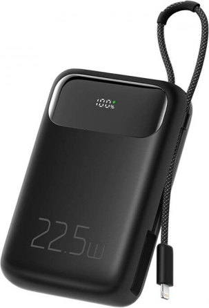 Powerbank Mcdodo 10000 mAh met Lightning-kabel, 22,5 W (zwart)