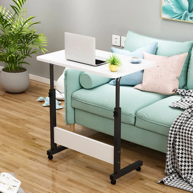 Laptoptafel op wielen, tafel bevestigd aan vouwstoel - wit