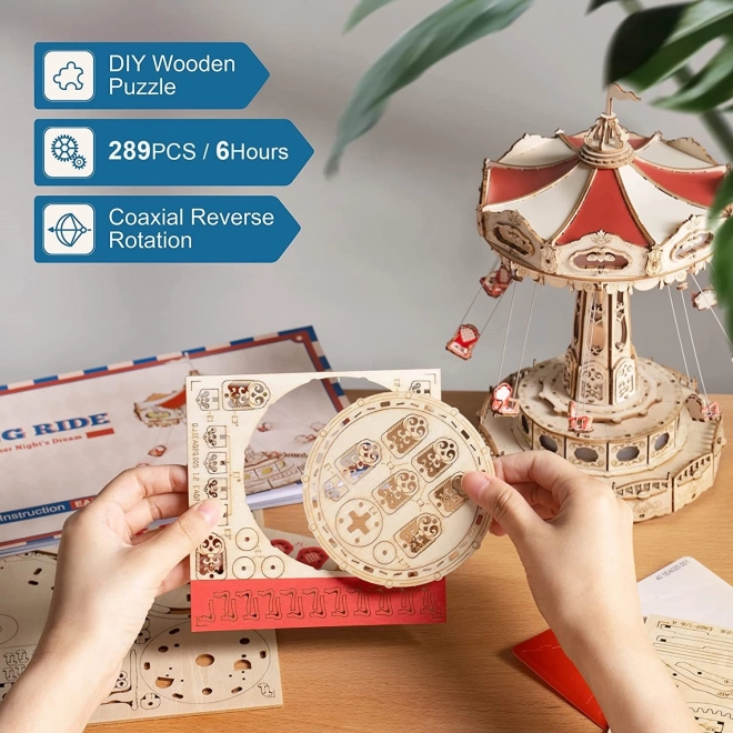 RoboTime 3D puzzel muziekkast - Kleurrijke kettingcarrousel