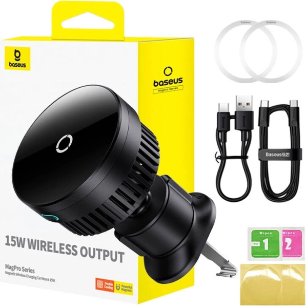 Baseus Magnetic Car Phone Holder with 15W Wireless Charging
