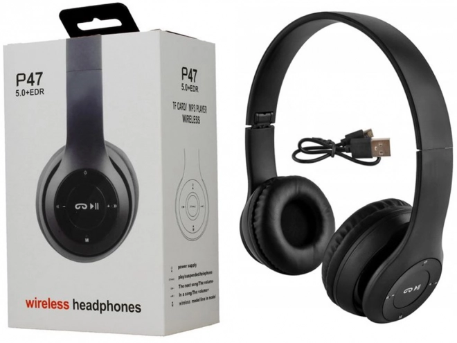 Kabellose Kopfhörer p47 bluetooth mikrofon mp3 – Schwarz