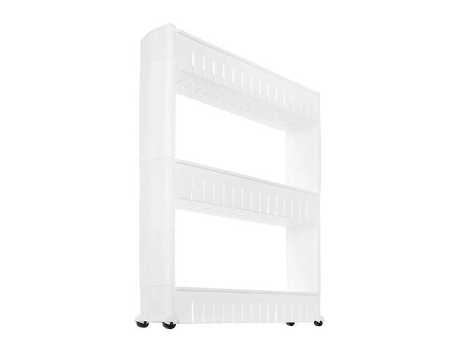 Étagère mobile de cuisine ou de salle de bain sur roulettes blanche