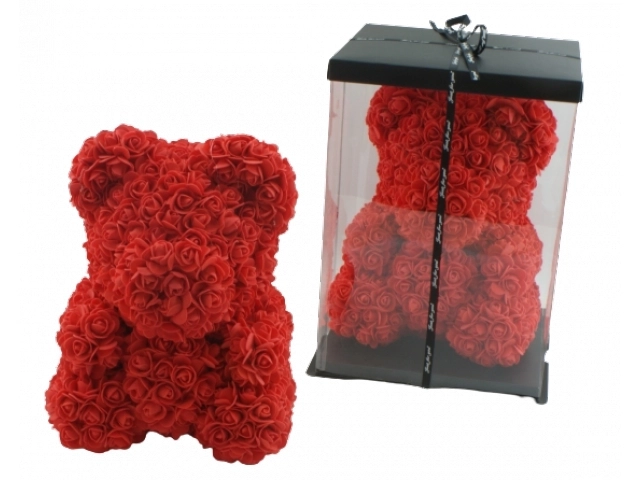 Valentijnsdag rode teddybeer met een hart van rozen - 40 cm