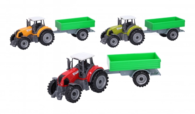 Tractor met metalen aanhanger