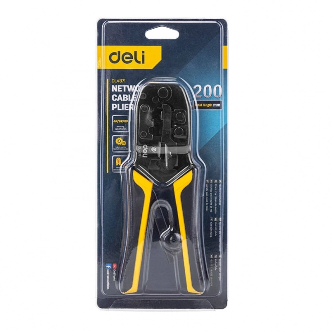 Deli Tools Crimpzange für Netzwerkstecker RJ45/RJ14/RJ12/RJ9 (4/6/8P)