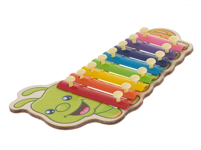 Kleurrijke kinderxylofoon in de vorm van een rups