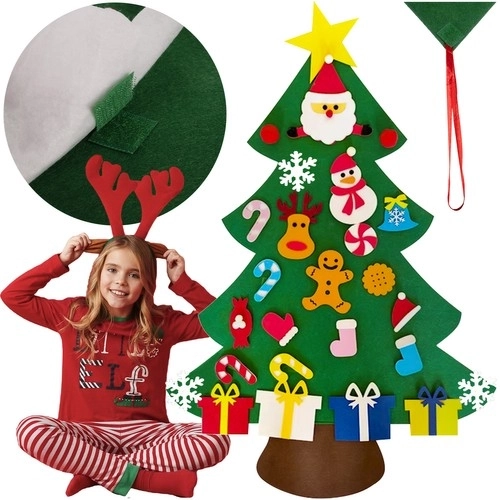 DIY Filz-Weihnachtsbaum mit Dekorationen 90 cm