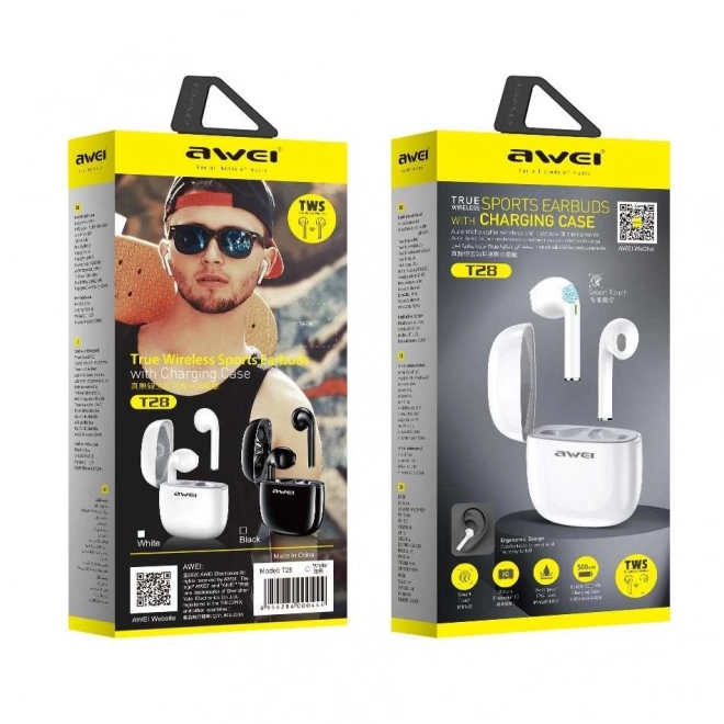 Bluetooth oordopjes T28 TWS met dockingstation wit